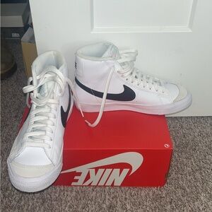 Nike High-Top Sneakers White with Black Swoosh